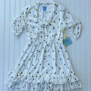CeCe - Floral embroidery Tie Neck chiffon dress - size XS - NWT